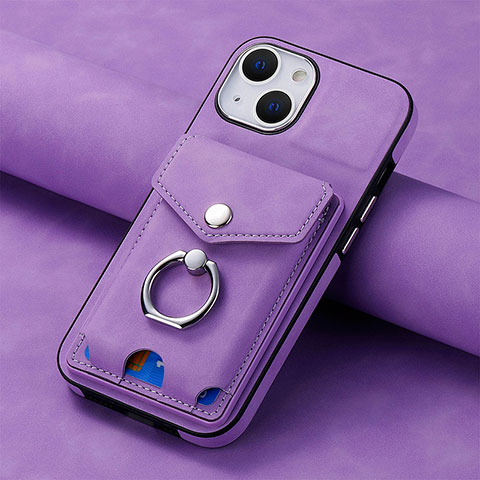 Custodia Silicone Morbida In Pelle Cover SD15 per Apple iPhone 14 Lavanda