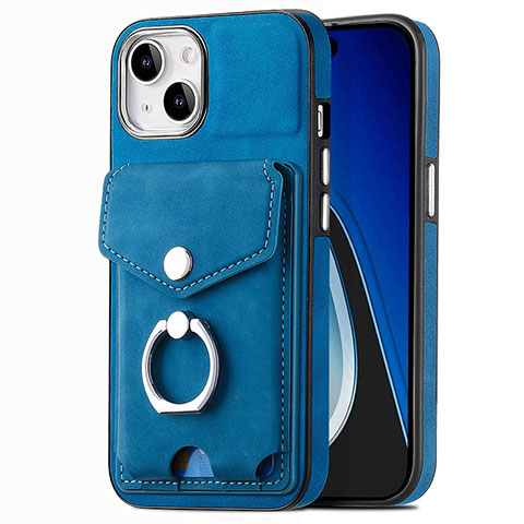 Custodia Silicone Morbida In Pelle Cover SD16 per Apple iPhone 14 Plus Blu