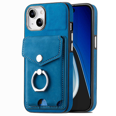 Custodia Silicone Morbida In Pelle Cover SD16 per Apple iPhone 15 Plus Blu