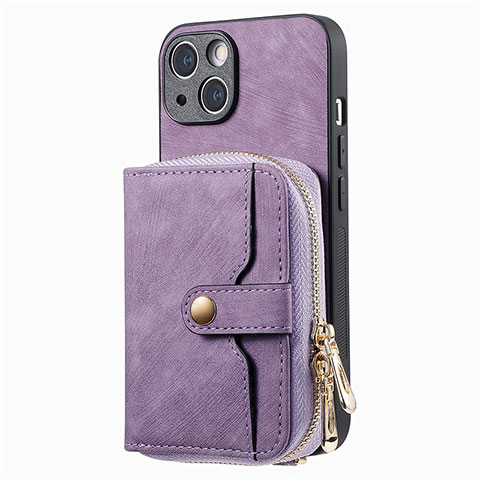 Custodia Silicone Morbida In Pelle Cover SD3 per Apple iPhone 15 Lavanda