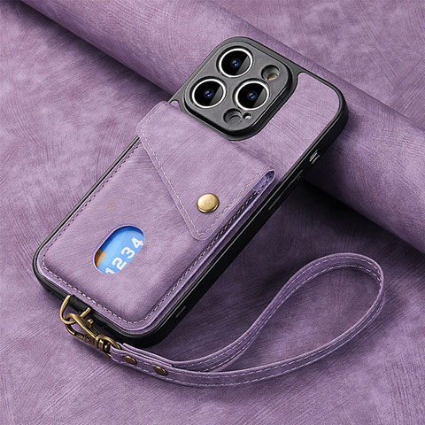 Custodia Silicone Morbida In Pelle Cover SD4 per Apple iPhone 16 Pro Lavanda