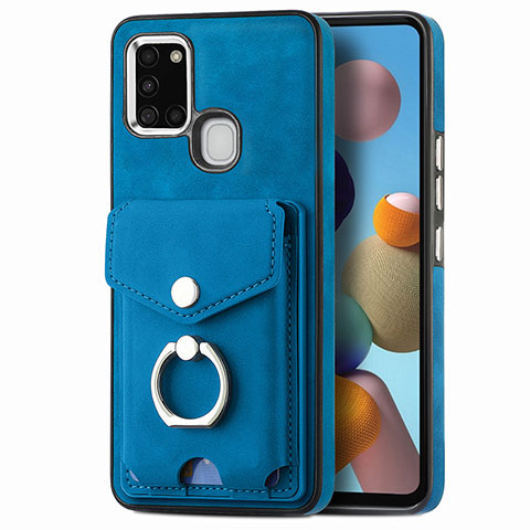 Custodia Silicone Morbida In Pelle Cover SD4 per Samsung Galaxy A21s Blu
