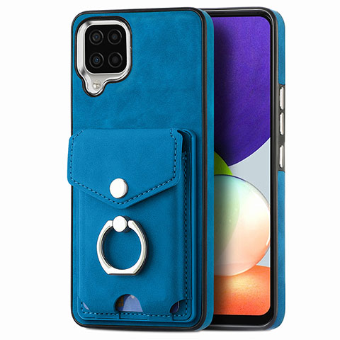 Custodia Silicone Morbida In Pelle Cover SD4 per Samsung Galaxy A22 4G Blu