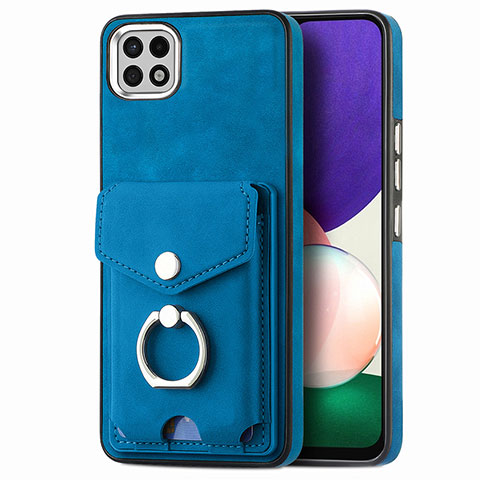 Custodia Silicone Morbida In Pelle Cover SD4 per Samsung Galaxy A22s 5G Blu