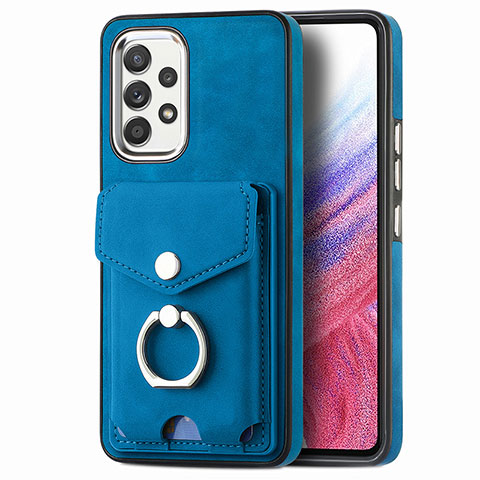 Custodia Silicone Morbida In Pelle Cover SD4 per Samsung Galaxy A53 5G Blu