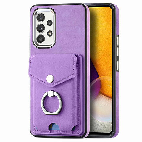 Custodia Silicone Morbida In Pelle Cover SD4 per Samsung Galaxy A72 4G Viola