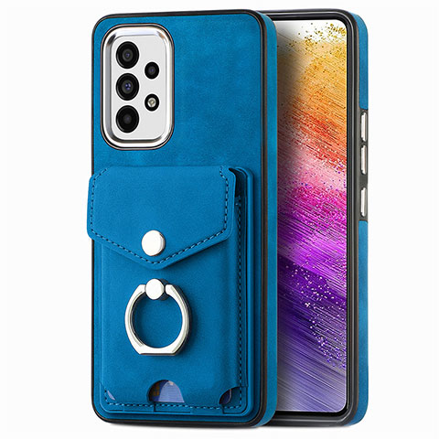 Custodia Silicone Morbida In Pelle Cover SD4 per Samsung Galaxy A73 5G Blu