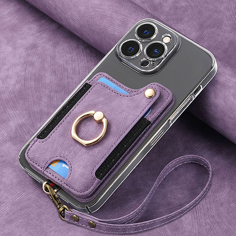 Custodia Silicone Morbida In Pelle Cover SD5 per Apple iPhone 14 Pro Max Viola