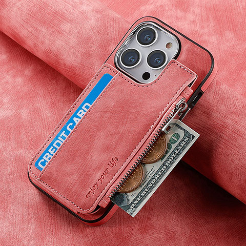 Custodia Silicone Morbida In Pelle Cover SD8 per Apple iPhone 14 Pro Rosa