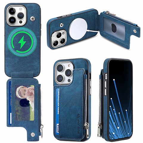 Custodia Silicone Morbida In Pelle Cover SD9 per Apple iPhone 13 Pro Blu