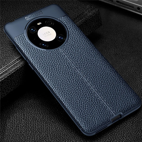 Custodia Silicone Morbida In Pelle Cover U01 per Huawei Mate 40 Pro Blu