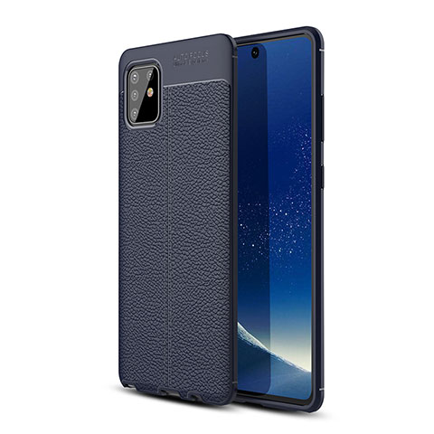 Custodia Silicone Morbida In Pelle Cover WL1 per Samsung Galaxy A81 Blu