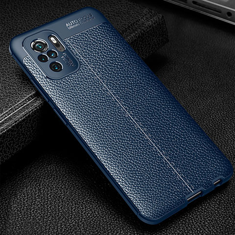 Custodia Silicone Morbida In Pelle Cover WL1 per Xiaomi Redmi Note 10 4G Blu