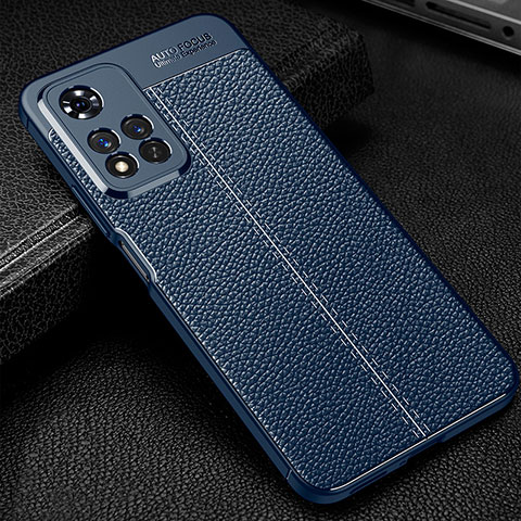 Custodia Silicone Morbida In Pelle Cover WL1 per Xiaomi Redmi Note 11 Pro+ Plus 5G Blu