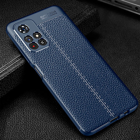 Custodia Silicone Morbida In Pelle Cover WL1 per Xiaomi Redmi Note 11S 5G Blu