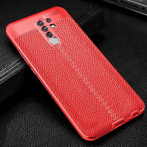 Custodia Silicone Morbida In Pelle Cover WL2 per Xiaomi Redmi 9 Prime India Rosso