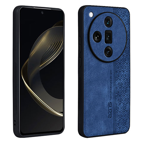 Custodia Silicone Morbida In Pelle Cover YZ1 per Oppo Find X7 Ultra 5G Blu