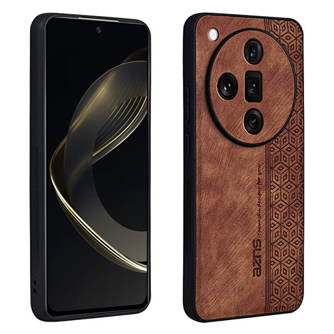 Custodia Silicone Morbida In Pelle Cover YZ1 per Oppo Find X7 Ultra 5G Marrone