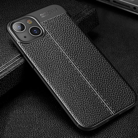 Custodia Silicone Morbida In Pelle Cover Z01 per Apple iPhone 13 Mini Nero