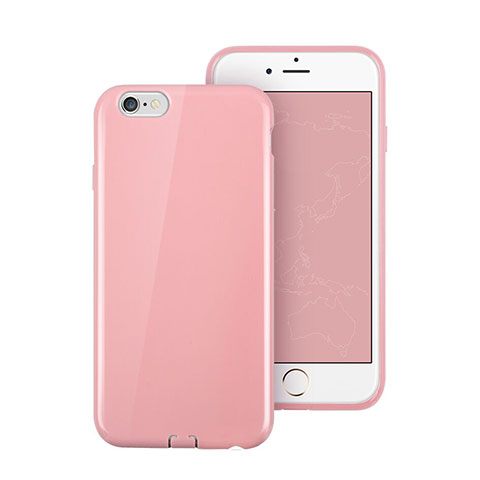 Custodia Silicone Morbida Lucido per Apple iPhone 6S Plus Rosa