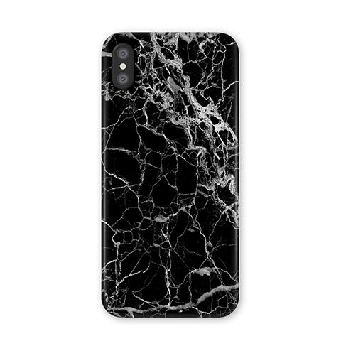 Custodia Silicone Morbida Pattern di Marmo P02 per Apple iPhone Xs Nero