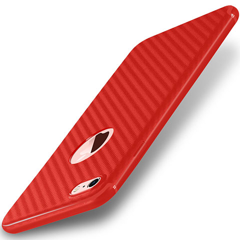 Custodia Silicone Morbida Spigato per Apple iPhone 7 Rosso