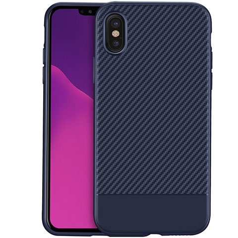 Custodia Silicone Morbida Spigato per Apple iPhone Xs Blu