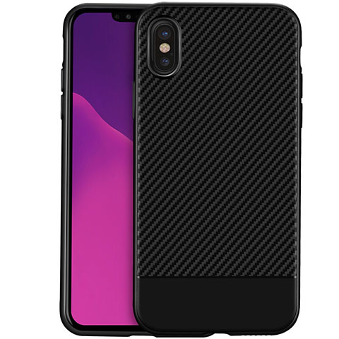 Custodia Silicone Morbida Spigato per Apple iPhone Xs Nero