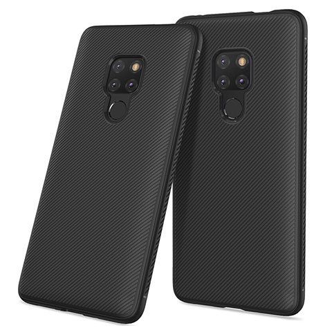 Custodia Silicone Morbida Spigato per Huawei Mate 20 Nero