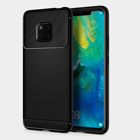 Custodia Silicone Morbida Spigato R01 per Huawei Mate 20 Pro Nero