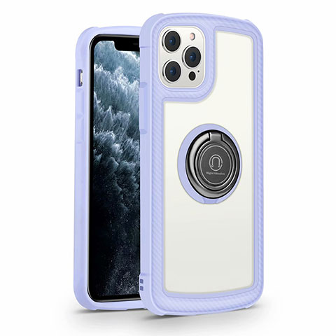 Custodia Silicone Specchio Laterale Cover con Magnetico Anello Supporto N01 per Apple iPhone 12 Pro Max Lavanda