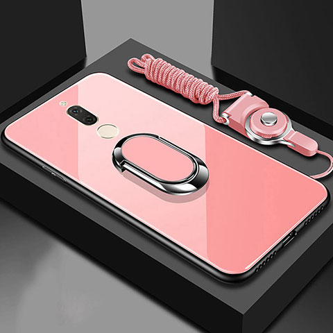 Custodia Silicone Specchio Laterale Cover con Magnetico Anello Supporto per Huawei Nova 2i Oro Rosa