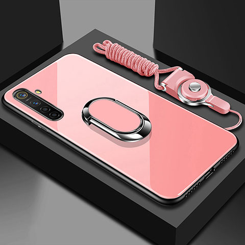 Custodia Silicone Specchio Laterale Cover con Magnetico Anello Supporto per Realme X2 Rosa