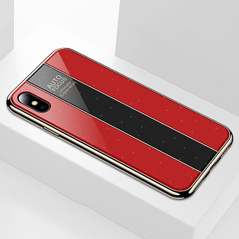 Custodia Silicone Specchio Laterale Cover M01 per Apple iPhone X Rosso