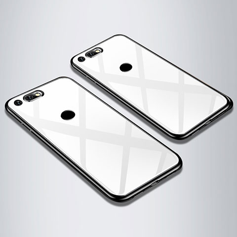 Custodia Silicone Specchio Laterale Cover M01 per Huawei Honor V20 Bianco