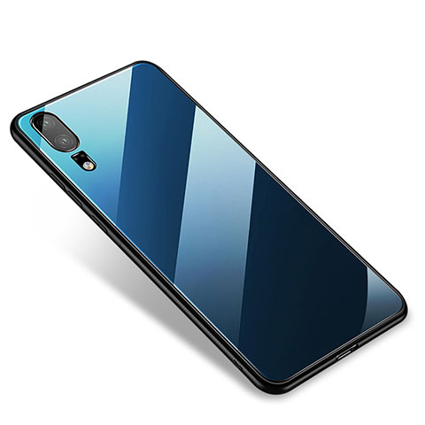 Custodia Silicone Specchio Laterale Cover M01 per Huawei P20 Blu