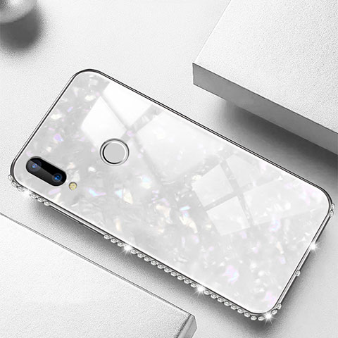 Custodia Silicone Specchio Laterale Cover M01 per Huawei P20 Lite Bianco