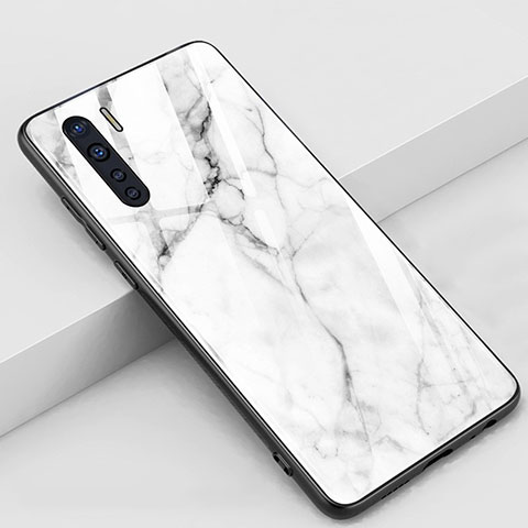 Custodia Silicone Specchio Laterale Cover M01 per Oppo A91 Bianco