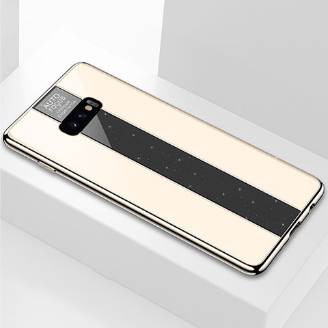 Custodia Silicone Specchio Laterale Cover M01 per Samsung Galaxy S10e Oro