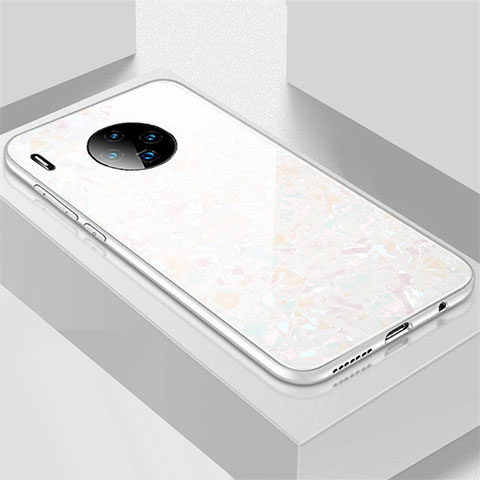 Custodia Silicone Specchio Laterale Cover M02 per Huawei Mate 30 Bianco