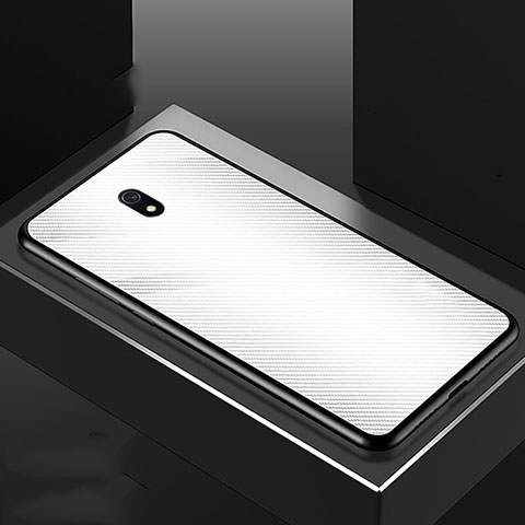 Custodia Silicone Specchio Laterale Cover M02 per Xiaomi Redmi 8A Bianco