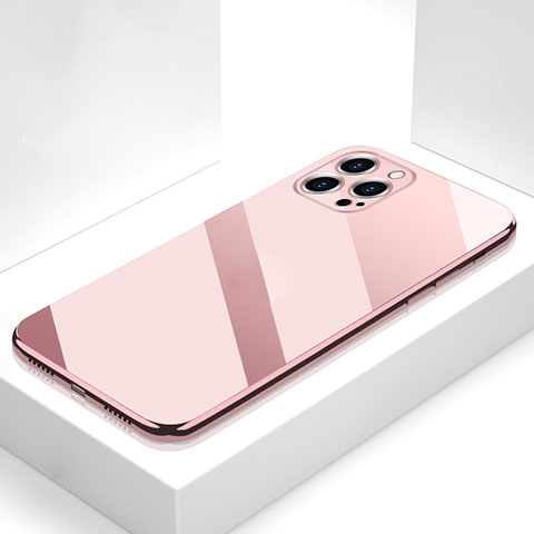 Custodia Silicone Specchio Laterale Cover M05 per Apple iPhone 15 Pro Oro Rosa