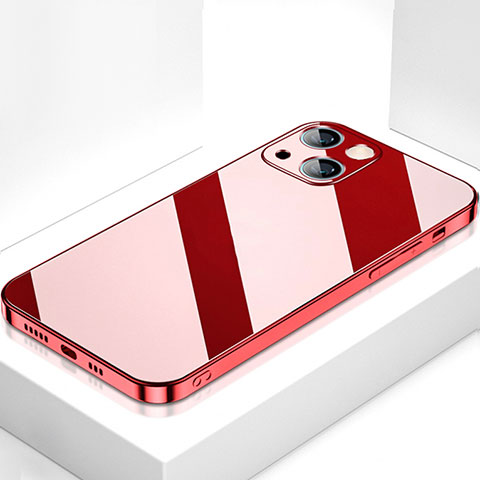 Custodia Silicone Specchio Laterale Cover M09 per Apple iPhone 15 Rosso