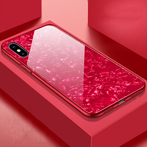 Custodia Silicone Specchio Laterale Cover per Apple iPhone Xs Max Rosso