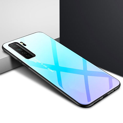 Custodia Silicone Specchio Laterale Cover per Huawei Nova 7 SE 5G Cielo Blu