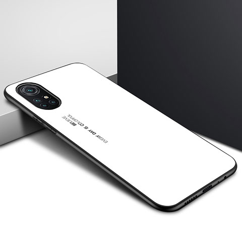 Custodia Silicone Specchio Laterale Cover per Huawei Nova 8 Pro 5G Bianco