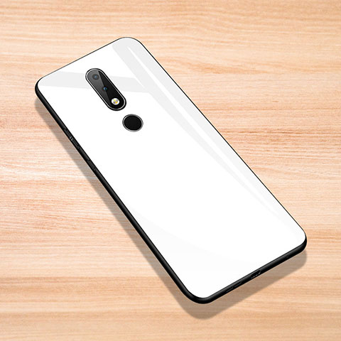 Custodia Silicone Specchio Laterale Cover per Nokia 6.1 Plus Bianco