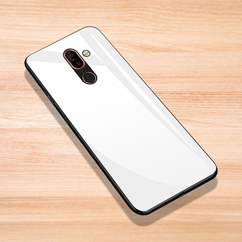 Custodia Silicone Specchio Laterale Cover per Nokia 7 Plus Bianco