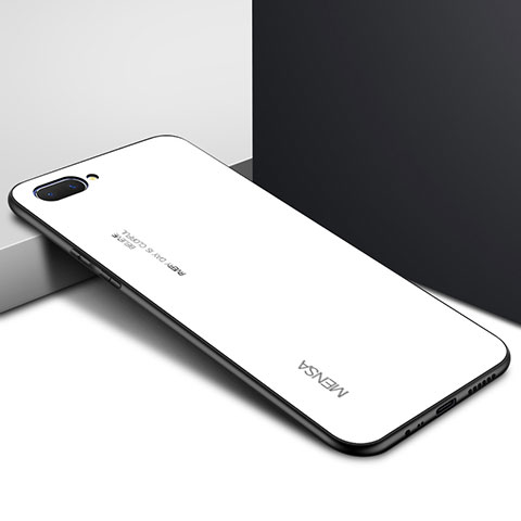 Custodia Silicone Specchio Laterale Cover per Oppo A5 Bianco