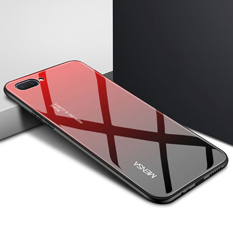 Custodia Silicone Specchio Laterale Cover per Oppo A5 Rosso